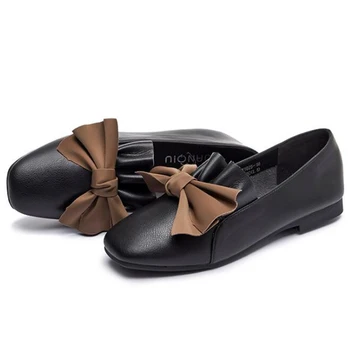 

Fashion bow Loafers Women British Style Square head Slip On Female Flat single Shoes Leisure women shoes Chaussures femme kl282