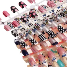 24 pçs capa completa unhas falsas colorido curto unhas dicas formas para extensão brilhante acrílico falso unha manicure accessises