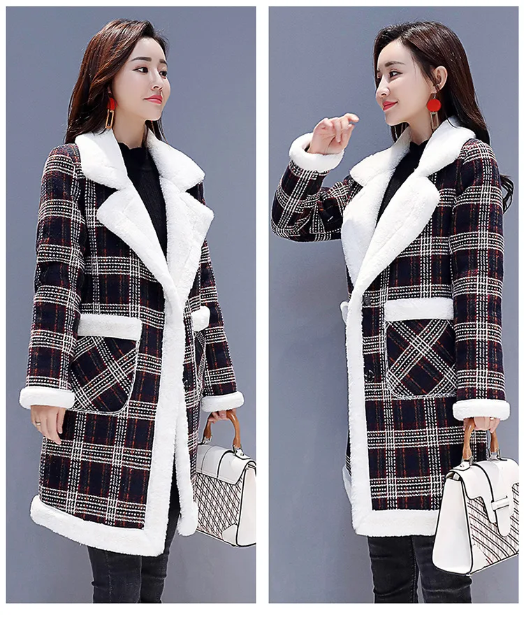 Настоящее пальто из овечьего меха, женское длинное пальто, Корейская версия, зимняя новинка, плюс бархат, утолщенное, с капюшоном, из искусственного меха