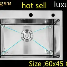 Модная кухонная раковина, прочная, 3 мм, толстая, пищевая, 304, нержавеющая сталь, ручная, один слот,, 60x45 см