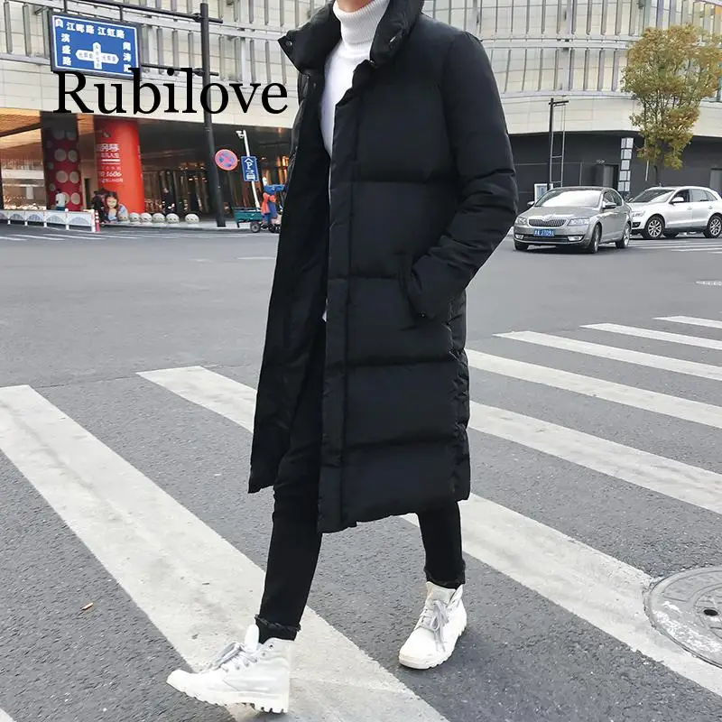 

Rubilove Mens Long Down Jacket Coat Luxury Brand Winter Solid Black Parkas Men Plus Size 4XL Thick Warm Slim Fit Male Overcoat