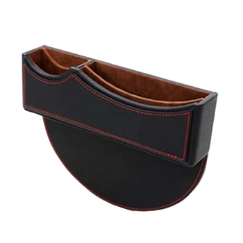 

PU Leather Universal Car Seat Slot Storage Box,Console Side Pocket,Car Organizer Driver's Side (Black Red)