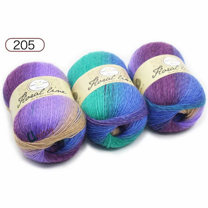 2pcs 05 2шт x100г пряжа для вязания крючком lanas кашемир пряжа для вязания радужной линии Меланжевая расчесанная швейная 20 цветов - Цвет: 2pcs 05
