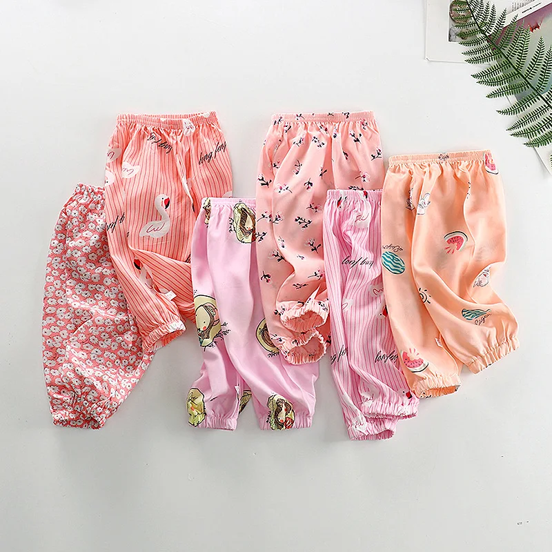 

Spring Summer Infant Kids Leggings Boys Girls Thin Anti Mosquito Pants Candy Color Cotton Bloom Trousers Baby Pajama Clothing