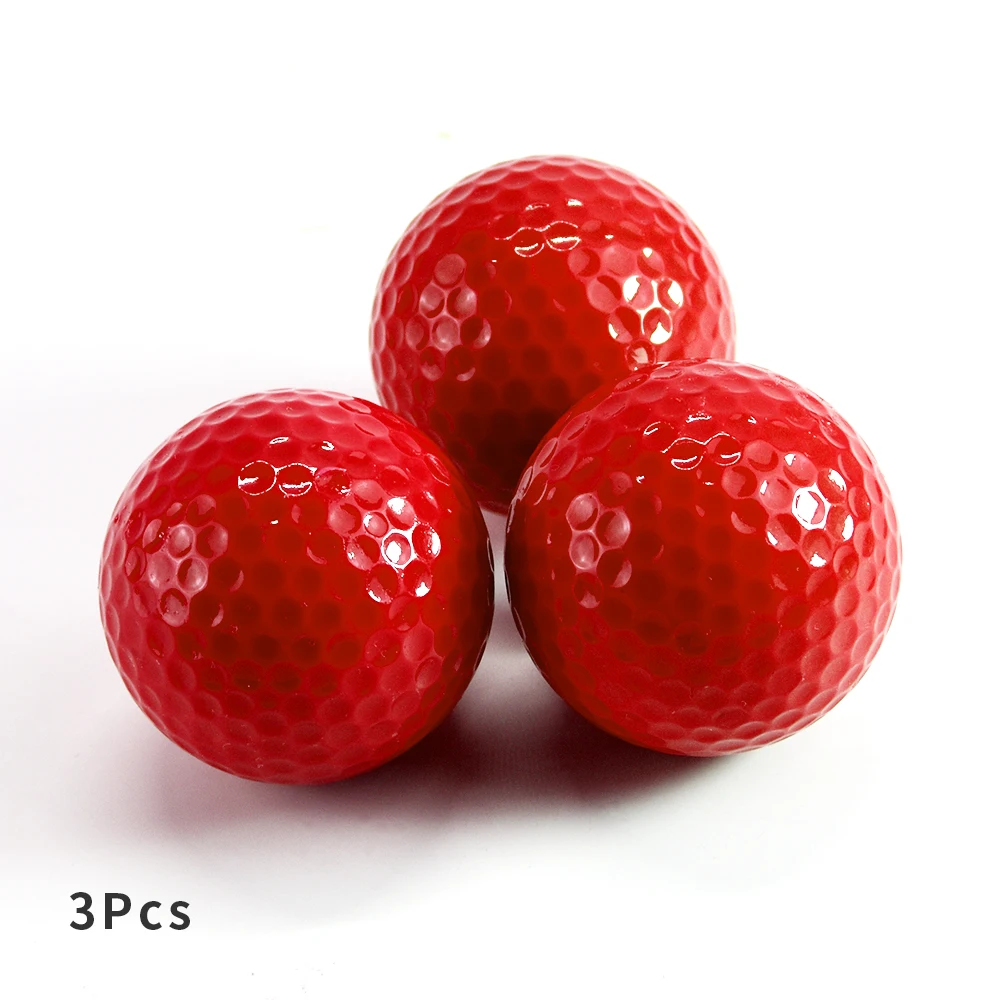 Red 3Pcs Мяч для гольфа тренировочный пластиковый спортивный для дома и улицы устойчивый тренировочный красный желтый синий зеленый мяч для гольфа Аксессуары для гольфа - Цвет: Red 3Pcs