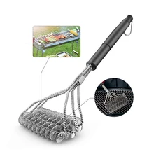 BBQ Tools Barbecue Grill Brush Clean Stainless Steel Bristles Non-stick Cleaning Brushes With Handle Durable Cook Accessorie