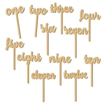 

12pcs One-Twelve Wooden Table Numbers on Sticks for Wedding Party Decoration