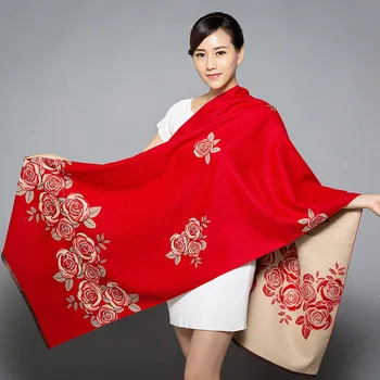 

Oversized New Winter Warm Scarf For Women/Lady Soft Cashmere Pashmina Shawls Print Flower Two Side Cashmere Female Wraps Capes