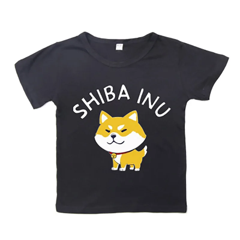 Детская футболка с принтом милой собаки Шиба ину, Однотонная футболка одежда для маленьких мальчиков и девочек модная футболка для колье Подарочное платье, футболка