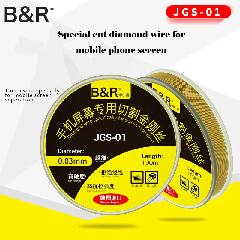 B&R 0.03mm 100m Diamond Wire Cutting Line  OLED Screen Separating Line High Toughness LCD Cutting Wire Mobile Phone Repair Tools