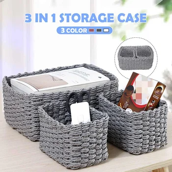 

3 in 1 Home Foldable Storage Basket Bra Underwear Organizer Rattan fruit basket Closet Drawer Divider Non-woven Storage Box