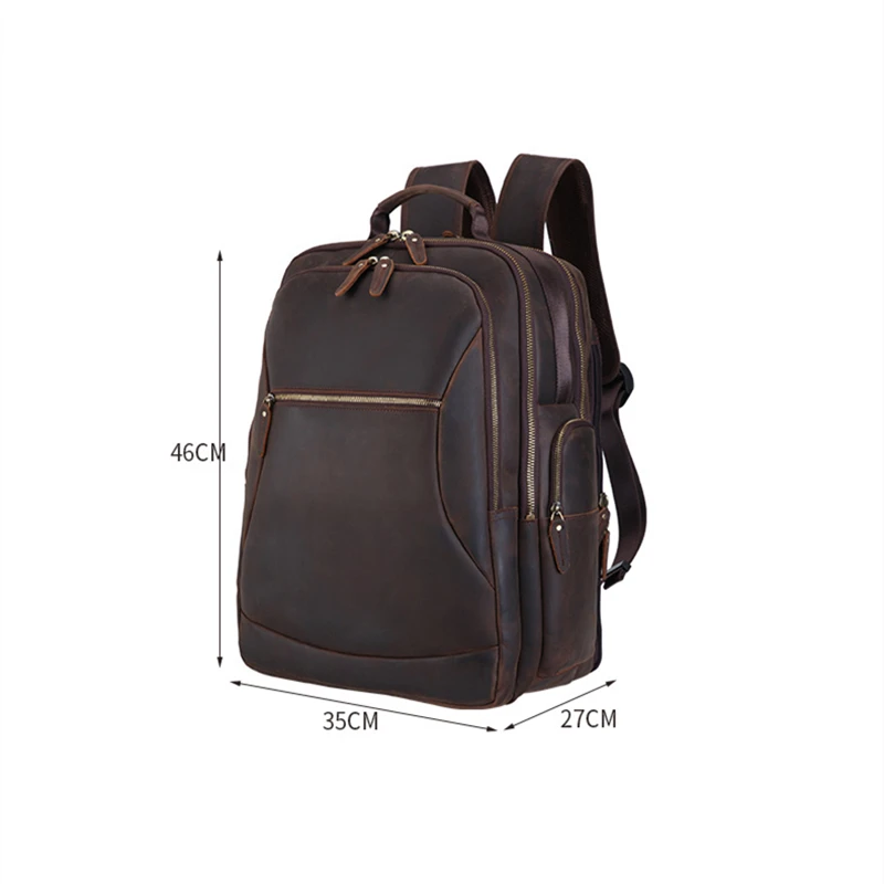 Мужской рюкзак супер большой емкости из натуральной кожи со складным Европейским Американский Стул 17 ''ноутбук сумка для путешествий из воловьей кожи