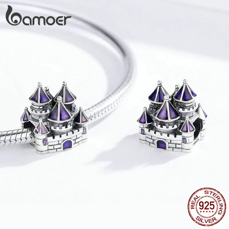 Женский браслет bamoer ювелирное изделие из 100% серебра 925 пробы с фиолетовой эмалью
