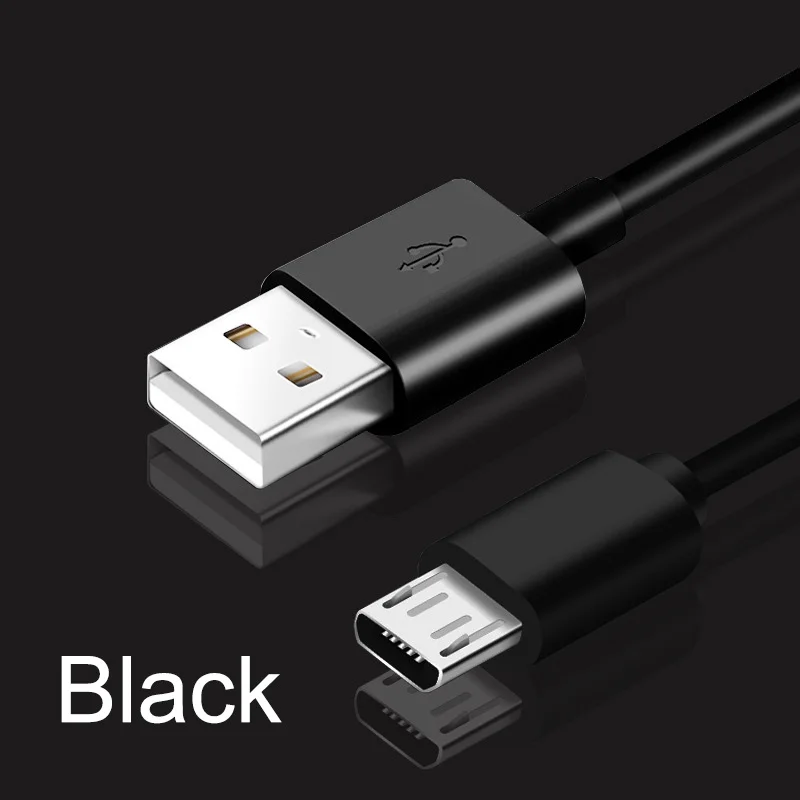 Кабель Micro USB для мобильного телефона Android, кабели для передачи данных, 2A, быстрая зарядка, 0,25 м, 0,5 м, 1 м, 1,5 м, 2 м, 3 м, шнур для зарядного устройства - Цвет: Черный