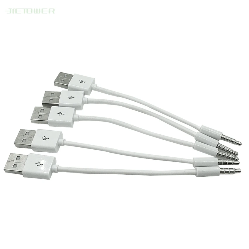 White USB 2 0 Male to 3 5mm Headphone Audio AUX Male Plug Car Cable Jack Charger Cable Wire Cord 100pcs lot