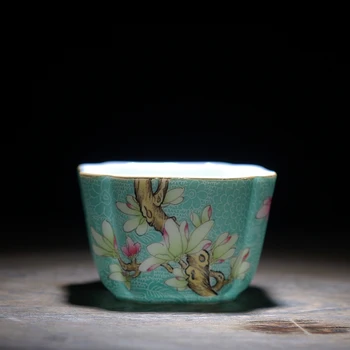 

Special Price Authentic Hand-painted Pastel Rolling Road Four Season Flowers Pattern Delicate Small Ceramic Tea Cup