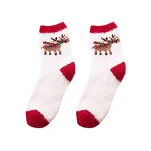 Feitong/теплые зимние домашние женские мягкие носки-тапочки для девочек, рождественские носки для сна, женские рождественские носки# y45
