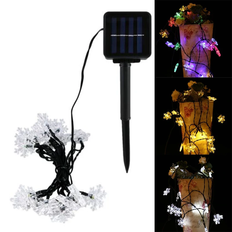 

1 Piece 6m 30LED Snowflakes Solar Powered String Light Outdoor Christmas Garden Decorations Portable Lighting Accessories
