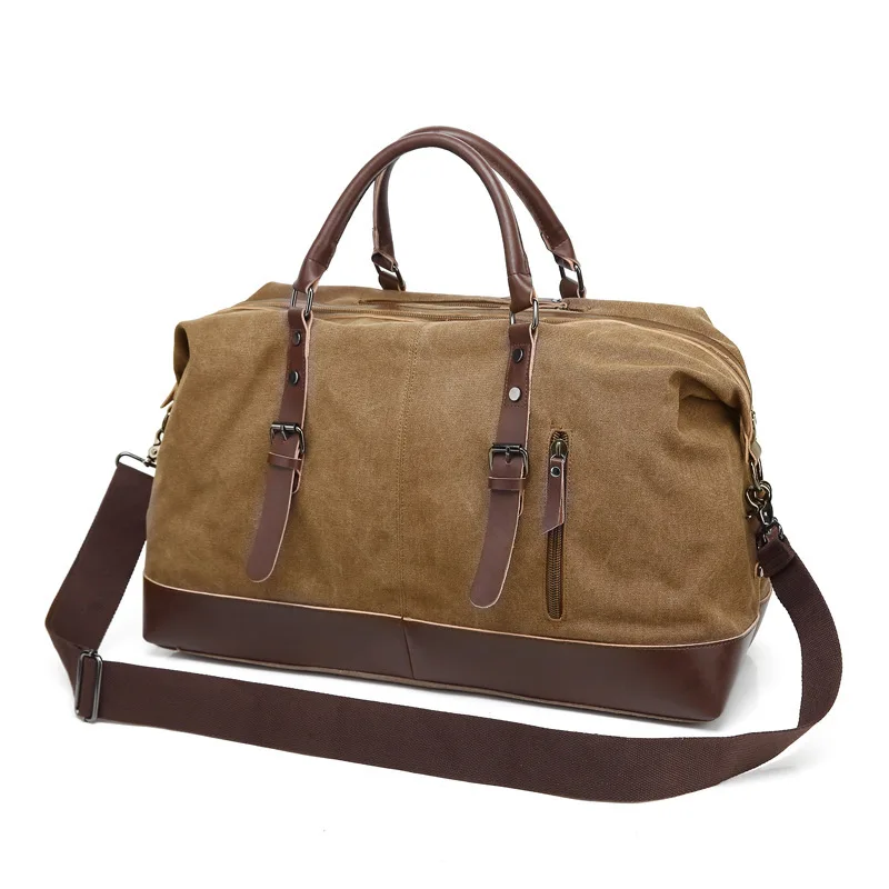 Мужские холщовые дорожные сумки на плечо для багажа, Большая вместительная сумка, деловая Повседневная винтажная кожаная Простая Сумка-тоут для женщин