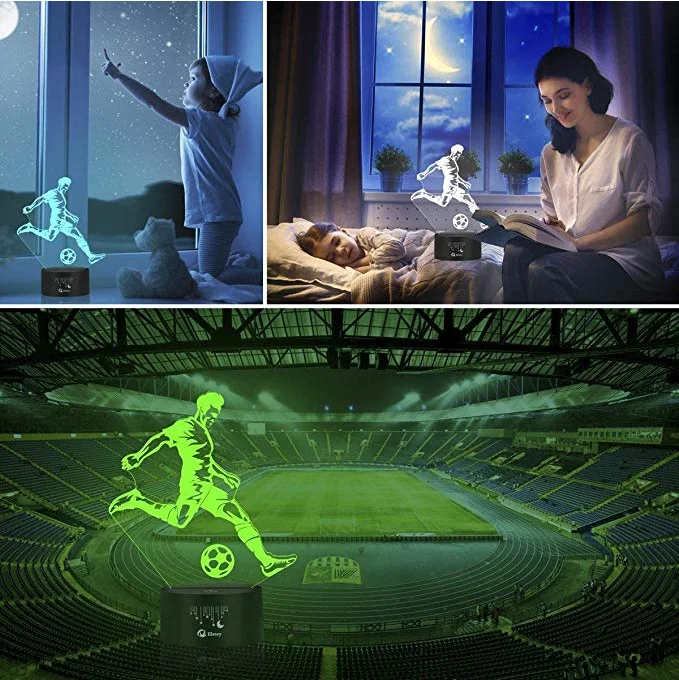 

Play Soccer 3D Night Light LED Optical Illusion Lamp multiple Colors Changing Touch Desk Lamp for Kids Birthday Christmas Gifts