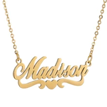 Custom Name Necklace Personalized Couple Heart Pendant Gold Stainless Steel Chain Necklace Wedding Gift for Women SKQIR Jewelry