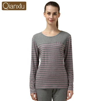 

Qianxiu Stripe Pajamas For Women Hot Slaes Sleep&Lounge Sleepwear Long-Sleeve Casual Lovers Pajama Set Stitch Pajamas Pyjama