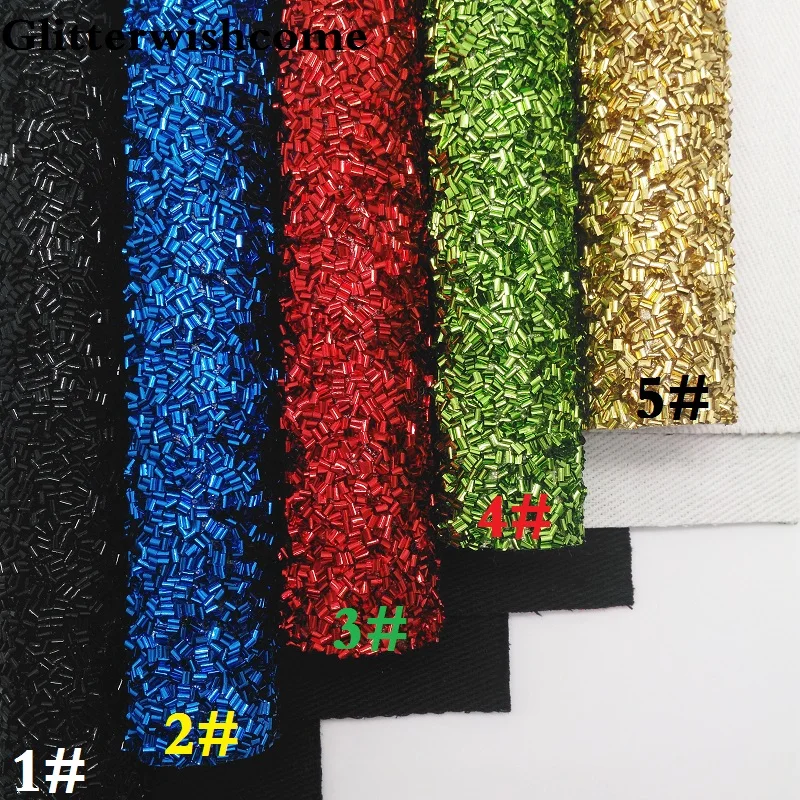 Мини рулон синтетической кожи Glitterwishcome 30x134 см крупная блестящая кожа винил для