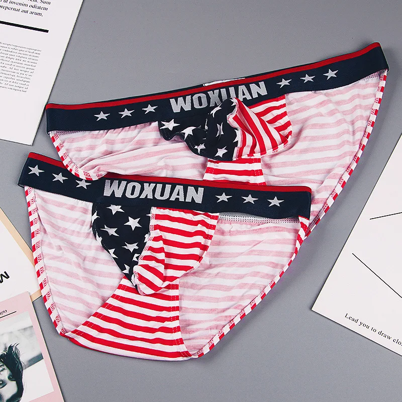 Tanie Nowa seksowna bielizna męska USA flaga drukuj moda męska majtki Sexy majtki