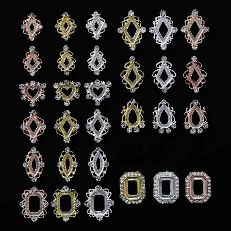 100pcs Diamond Parts 3 Colors Metal Charms Metal Deco Charms Nail Art