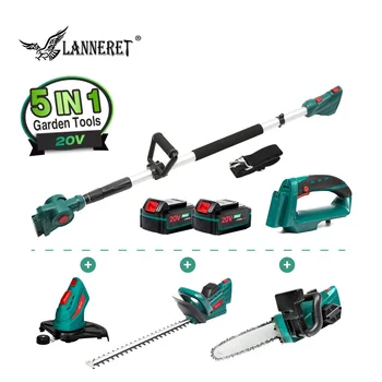 

20V 5IN1 Chain Saw Cordless Grass Trimmer Cordless Hedge Trimmer with Telescopic Pole Household Garden Tool Set