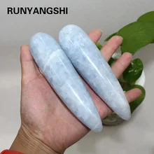 Runyangshi 1 шт. натуральный синий кварц l ручной резной Кианит Кристальный Массаж палка от Madagasca