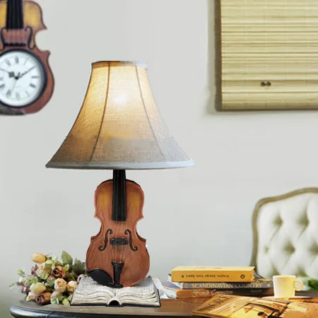 Creative Personality Violin Table Lamp Bedroom Modern Minimalist Girl Children'S Bedside Table Lamp Warm Romantic Fashion Lamp