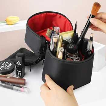 

Portable Three-Dimensional Makeup Kit Cylindrical Storage Bag Multi-Function Kit Travel Cosmetic Case Double Zipper Cosmetic Bag
