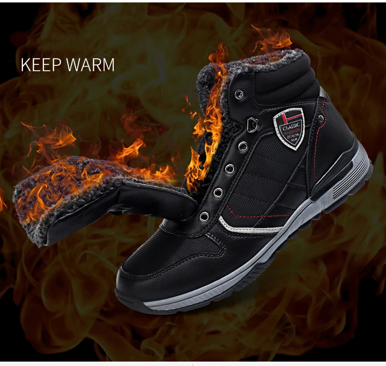 Мужские зимние ботинки с мехом, плюшевая кожа, высокое качество, теплые Повседневные высокие ботильоны, Мужская зимняя обувь# XWA9713