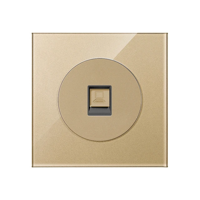 KAMANNI Frameless Grey Glass Panel Luxury Wall Rocker Light Button Switch Socket Led Indicator 2 Gang Controls 1/2Way New Design Computer socket