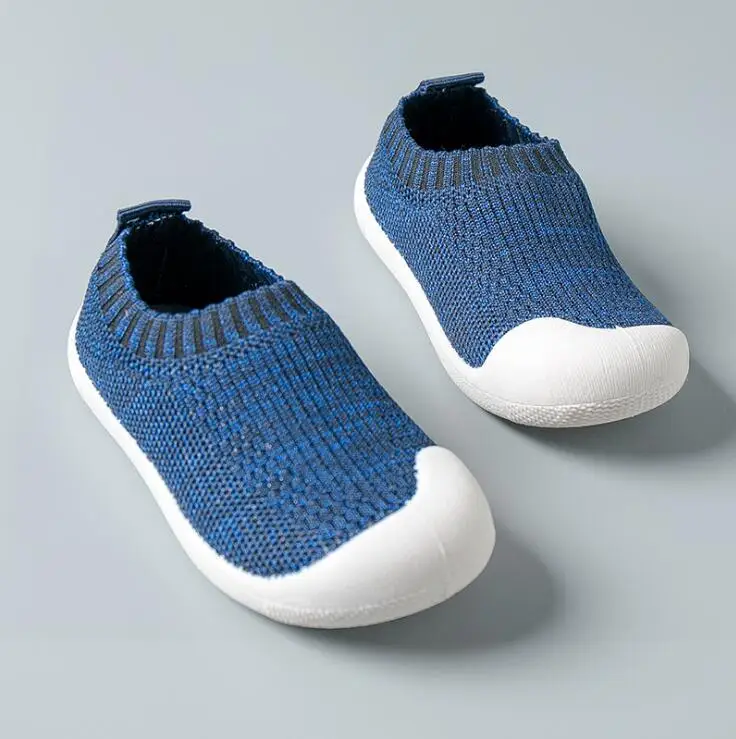 Осенняя обувь для малышей; повседневная обувь из сетчатого материала для мальчиков и девочек; Удобная нескользящая обувь с мягкой подошвой для малышей; обувь для первых шагов - Цвет: Синий