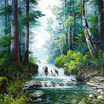 

cross stitch Oil painting L4832 scenic tree waterfall 11/ 14ct /16/28/27CT cloth cotton thread embroidery handmade needlework