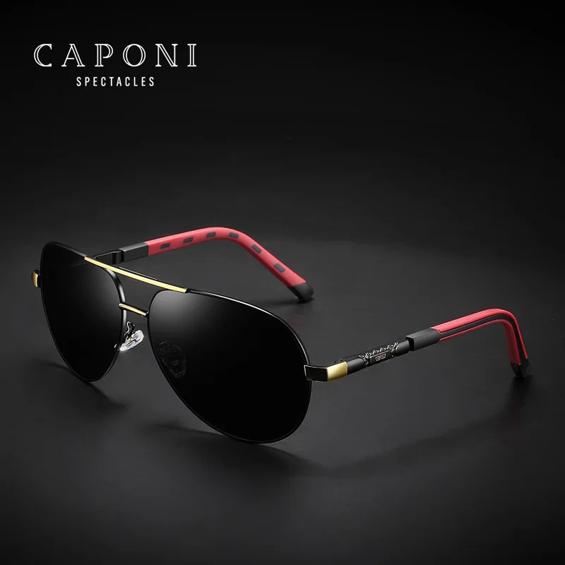 Мужские солнцезащитные очки из сплава CAPONI, поляризованные мужские зеркальные очки с покрытием, мужские очки для вождения, солнцезащитные очки, аксессуары для мужчин CP8725