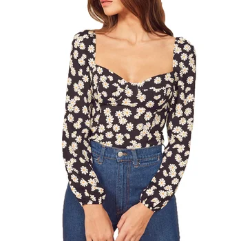 

2020 summer top casual women clothes black blouse women long sleeve women shirts printing women tops
