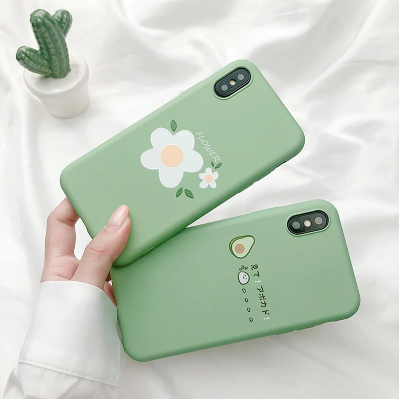 Soft Silicone Case For iPhone 6 6S 7 8 Plus Cute Cartoon Fruit Flower Clear Bumper Cover For iPhone 11 Pro XR X XS Max Fundas