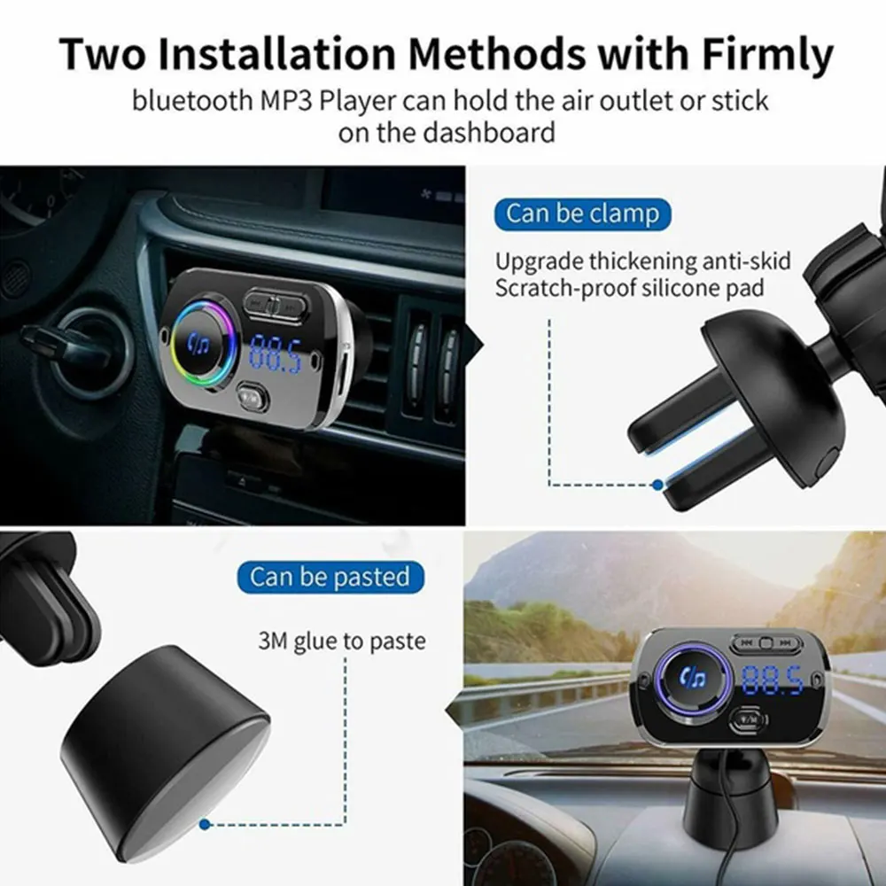 QC 3,0 Bluetooth 5,0 умный fm-передатчик автомобильный комплект Handsfree автомобильное зарядное устройство Автомобильный MP3-плеер TF карта красочные атмосферные огни