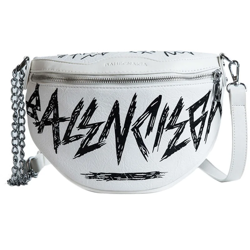 ABZC-модная женская поясная сумка, Женская поясная сумка с цепочкой, сумки-мессенджеры, женские сумки на плечо - Цвет: White