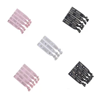 

5pcs Team Bride Bracelet Headband Wedding Decoration Bridal Shower Bachelorette Party Gift Favor Bride Bridesmaid Wristband-S