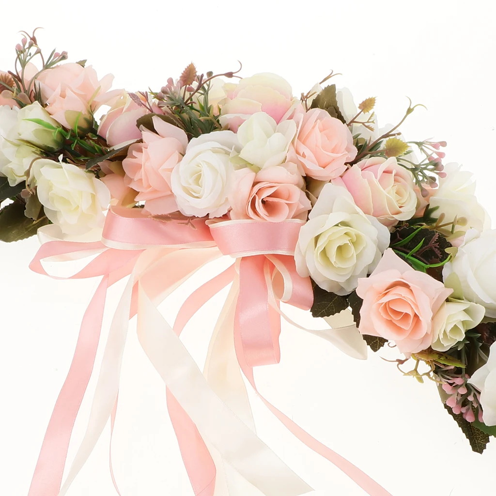 Simulation Rose Flower Chair Back Window Mirror Wall Door Wreath Garland Hanging Wedding Decorations