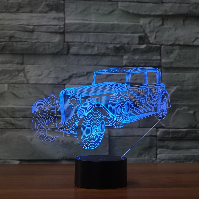 Винтажная Автомобильная 3D визуальная лампа цвета Изменение оптической иллюзии