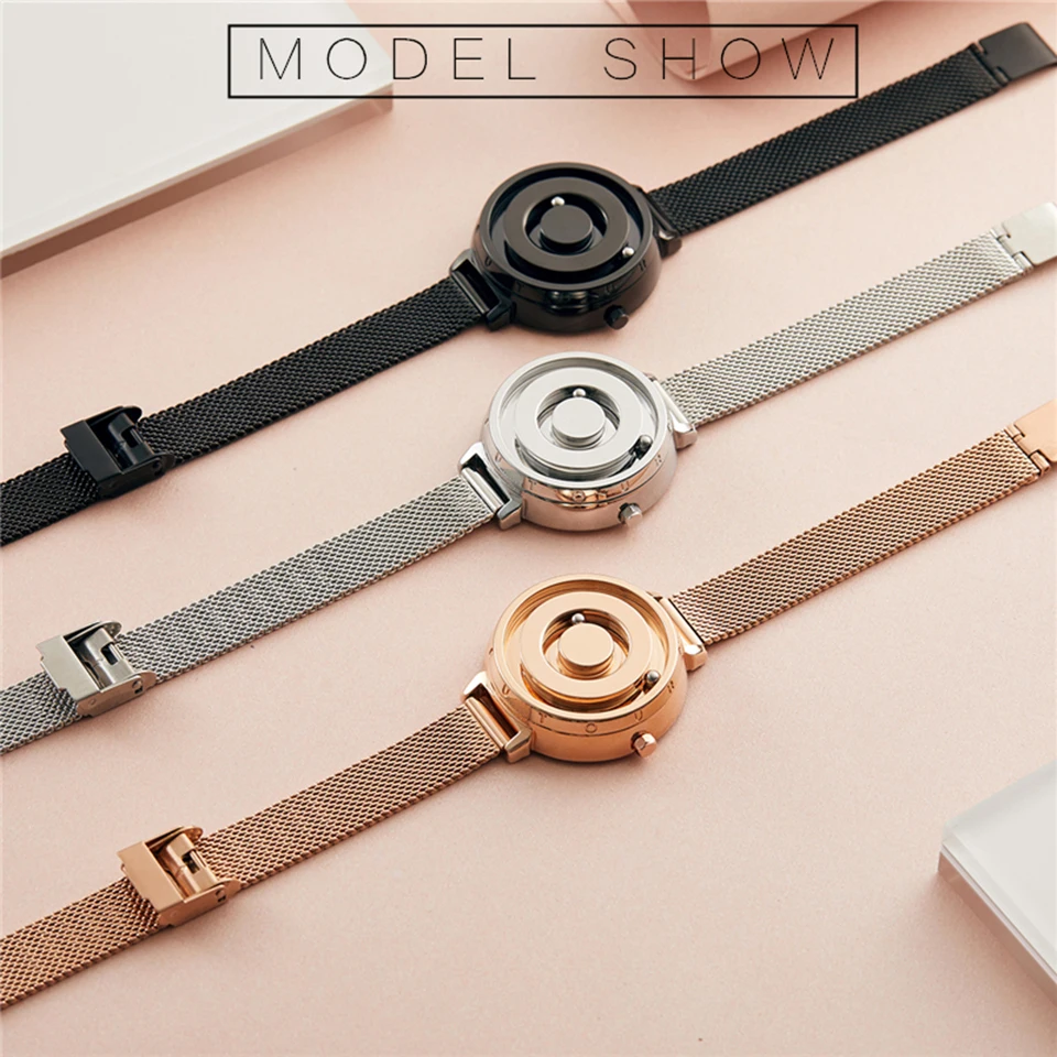Роскошные женские часы, креативные металлические наручные часы с магнитными бусинами, женские часы с кожаным ремешком из нержавеющей стали, Модный женский браслет
