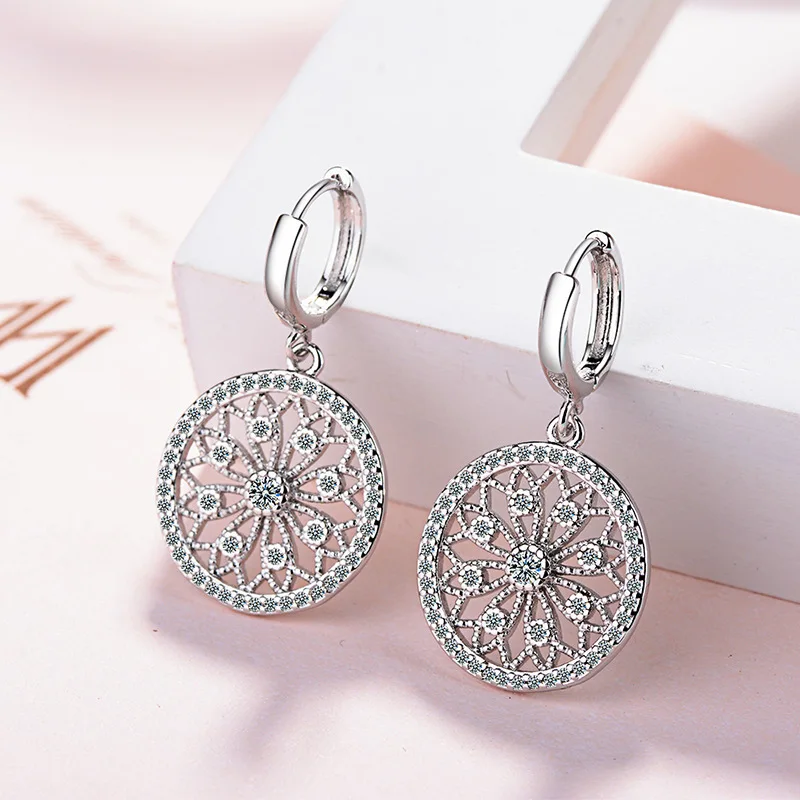 

Fanqieliu Retro Cute Flower Plant Earring 925 Sterling Silver Earrings For Women Gift Birthday Crystal Drop Earrings FQL20356