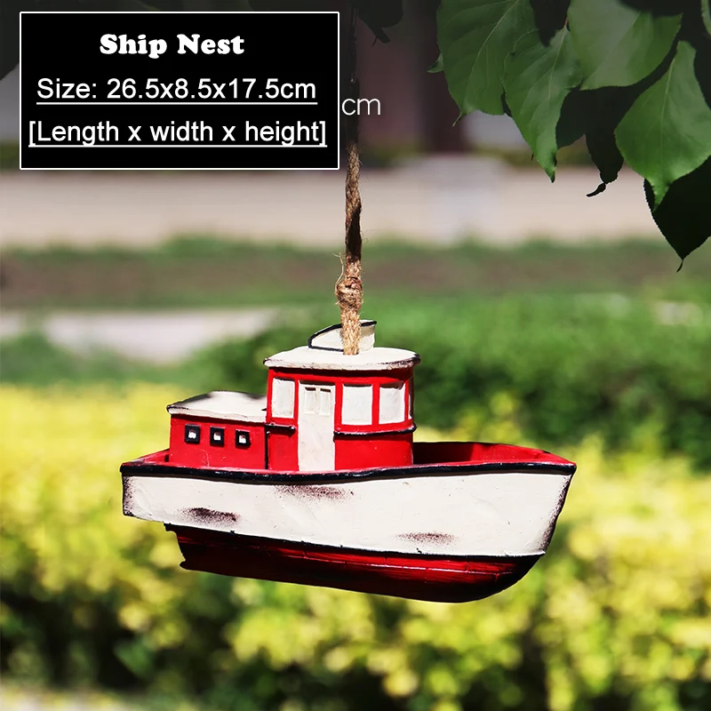 Cute Resin Decorative Nest Bird House Hang Statue Indoor/Outdoor Garden On-Tree Sculpture For Home Store Garden Decor Ornament