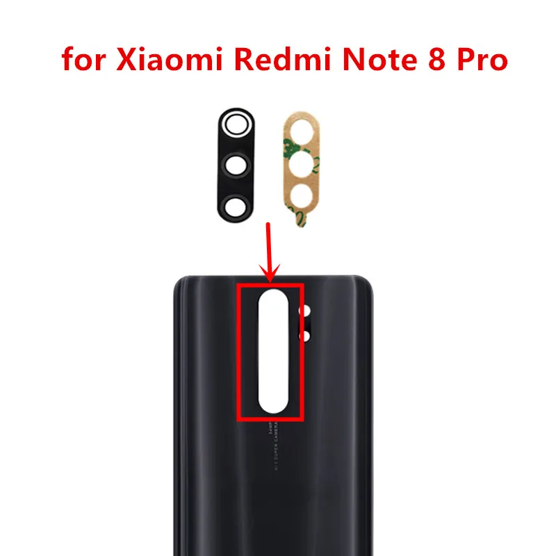 2 шт. для Xiaomi Redmi note 8 pro камера со стеклянными линзами задняя камера со стеклянными линзами Замена запасных частей с клеем