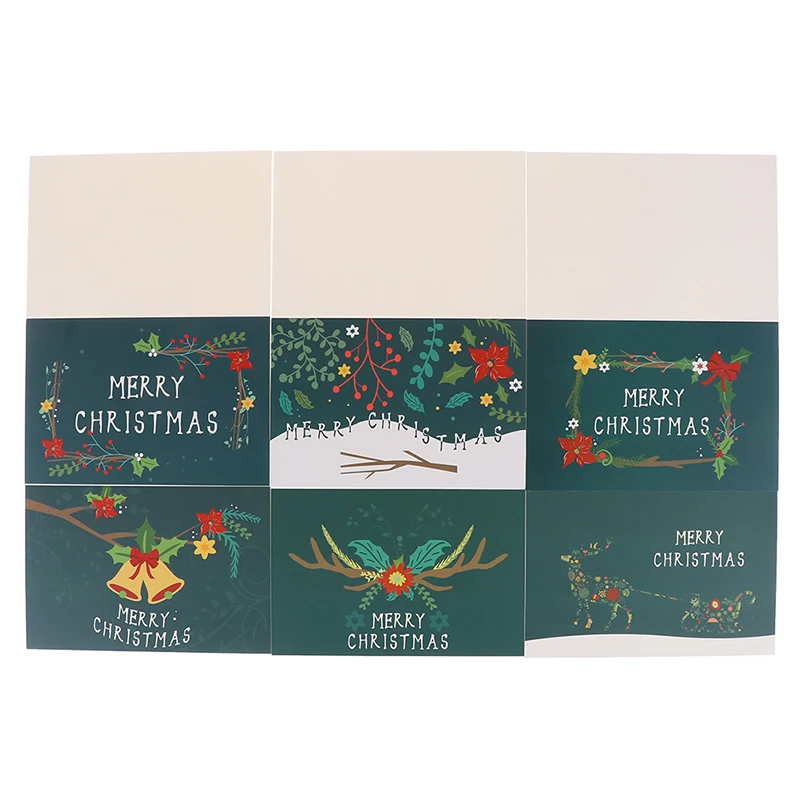 6pcs New Year Greeting Cards Merry Christmas Cards Decoration Stickers Christmas Party Invitation Gift